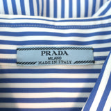 Prada Pop Stripe Shirtdress Blue/White Cotton Size 40 Long Sleeve Mini Dress