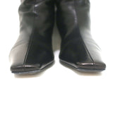 Khaite Davis Knee High Kitten Heel Boots Black Leather Size 38.5