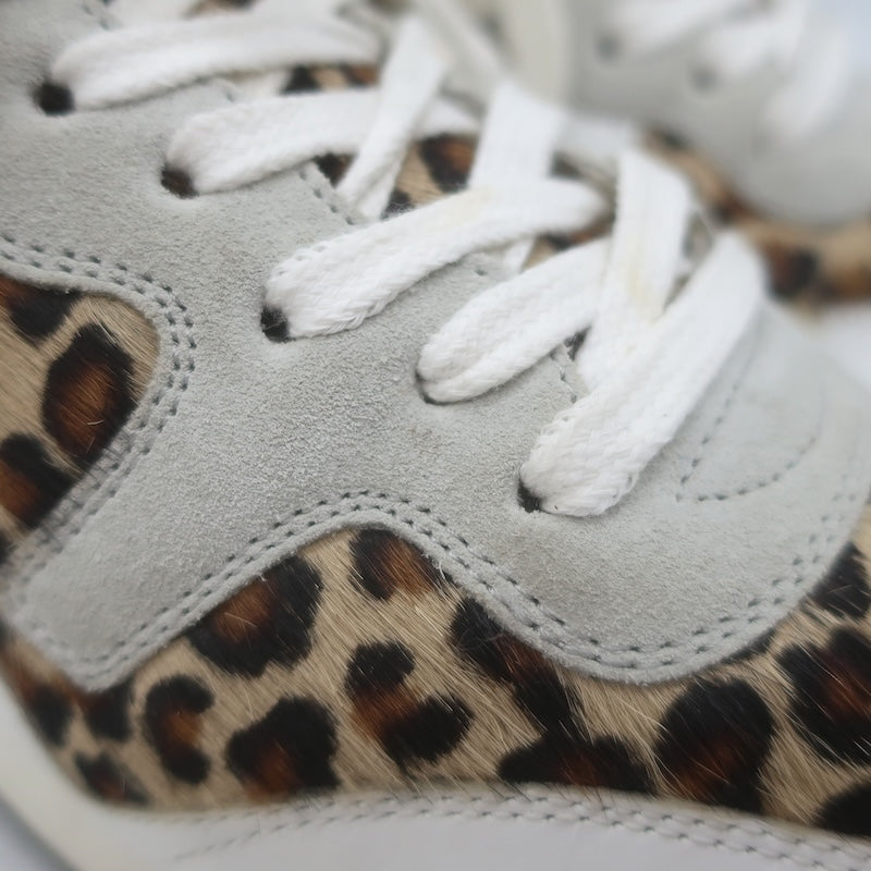 Golden Goose Starland Leopard Print Pony Hair Sneakers White Leather Size 37