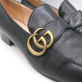 Gucci GG Marmont Flat Loafers Black Leather Size 37.5