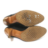 Chanel Quilted Cap Toe Wood Heel Tall Boots Black Leather Size 38.5