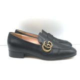 Gucci GG Marmont Flat Loafers Black Leather Size 37.5