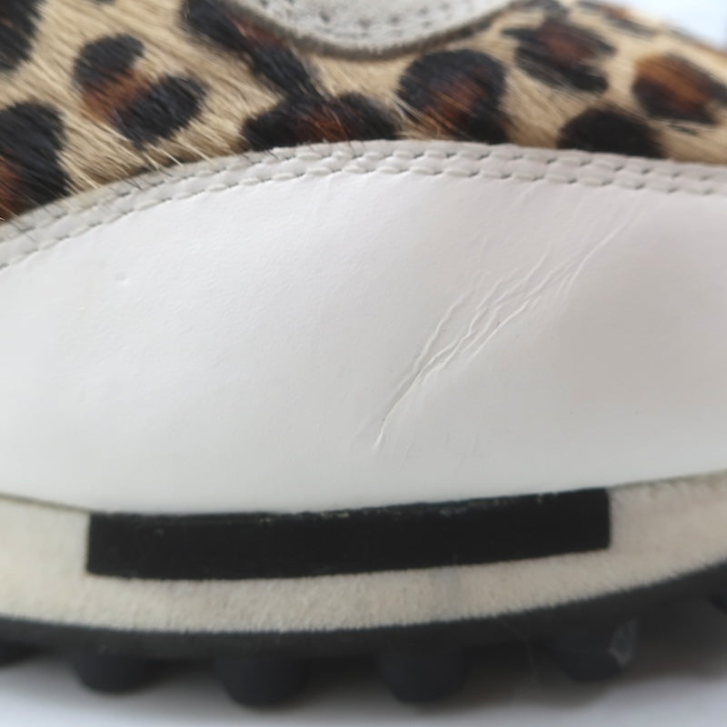 Golden Goose Starland Leopard Print Pony Hair Sneakers White Leather Size 37