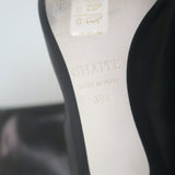 Khaite Davis Knee High Kitten Heel Boots Black Leather Size 38.5