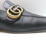 Gucci GG Marmont Flat Loafers Black Leather Size 37.5