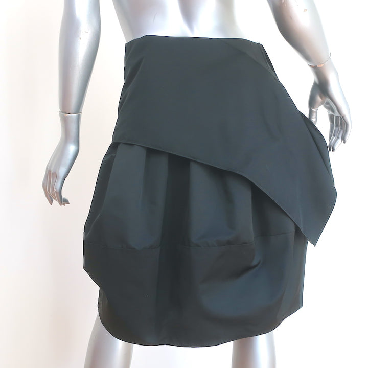 Jil Sander Asymmetric Skirt Black Pleated Satin Size 34
