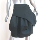 Jil Sander Asymmetric Skirt Black Pleated Satin Size 34