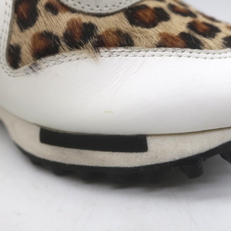 Golden Goose Starland Leopard Print Pony Hair Sneakers White Leather Size 37