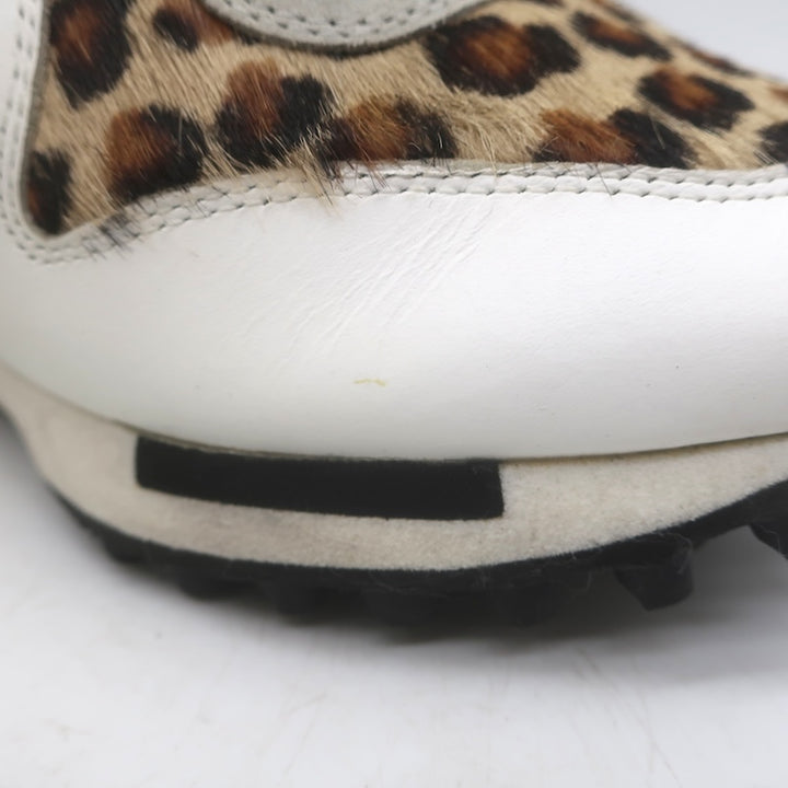 Golden Goose Starland Leopard Print Pony Hair Sneakers White Leather Size 37
