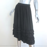 Junya Watanabe Comme des Garcons Ruffled Midi Skirt Black Silk Size Extra Small