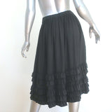 Junya Watanabe Comme des Garcons Ruffled Midi Skirt Black Silk Size Extra Small
