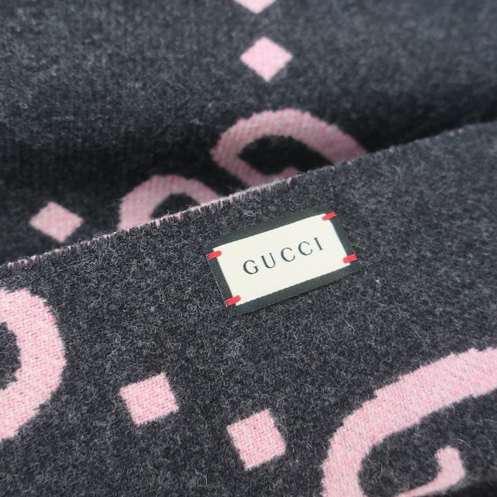 Gucci Reversible GG Plaid Poncho Dark Gray &amp; Pink Wool