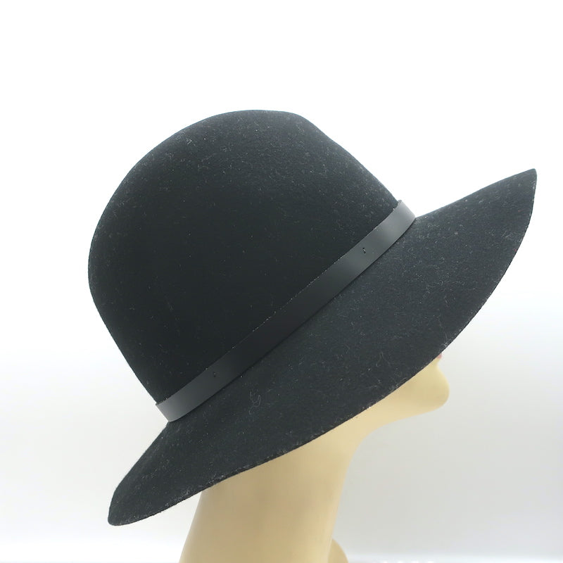 Rag &amp; Bone Floppy Brim Fedora Hat Black Wool Felt Size Medium