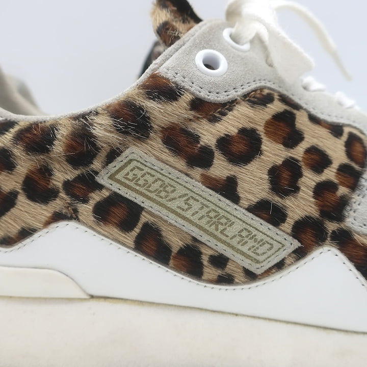 Golden Goose Starland Leopard Print Pony Hair Sneakers White Leather Size 37
