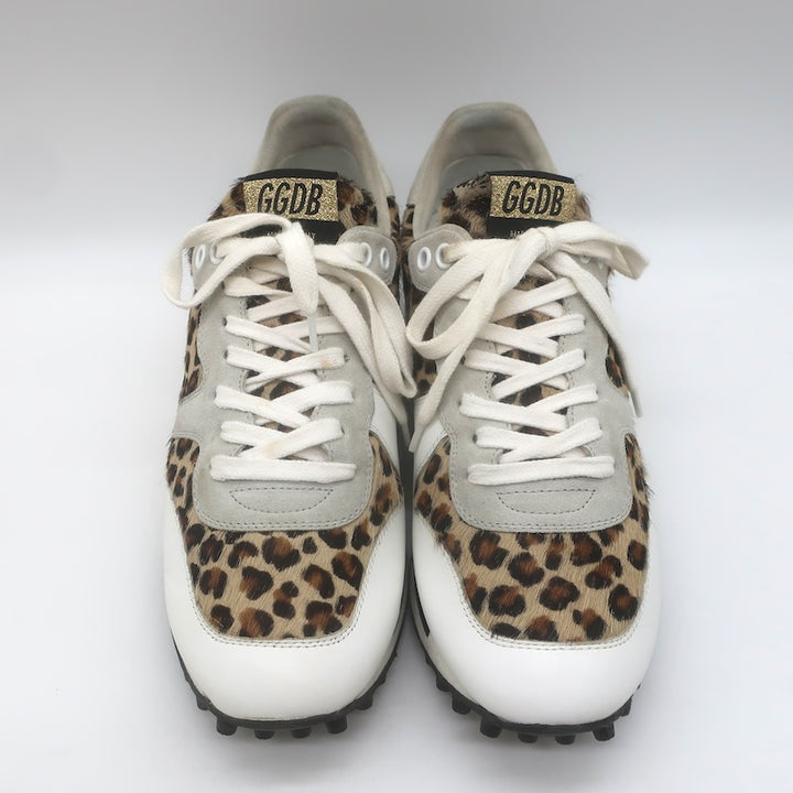 Golden Goose Starland Leopard Print Pony Hair Sneakers White Leather Size 37