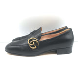 Gucci GG Marmont Flat Loafers Black Leather Size 37.5
