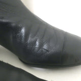 Chanel Quilted Leather Cap Toe Knee High Boots Black Size 39