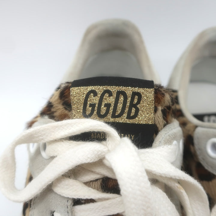 Golden Goose Starland Leopard Print Pony Hair Sneakers White Leather Size 37