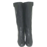 Chanel Quilted Leather Cap Toe Knee High Boots Black Size 39