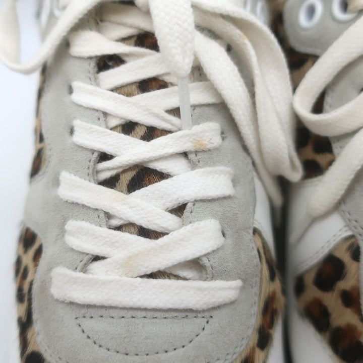 Golden Goose Starland Leopard Print Pony Hair Sneakers White Leather Size 37