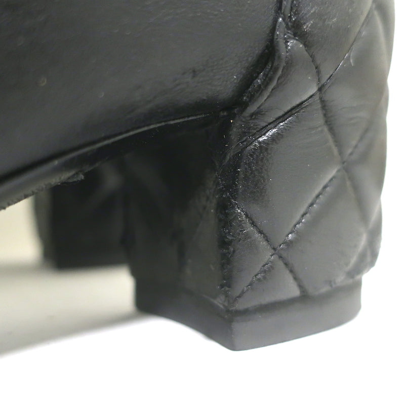 Chanel Quilted Leather Cap Toe Knee High Boots Black Size 39