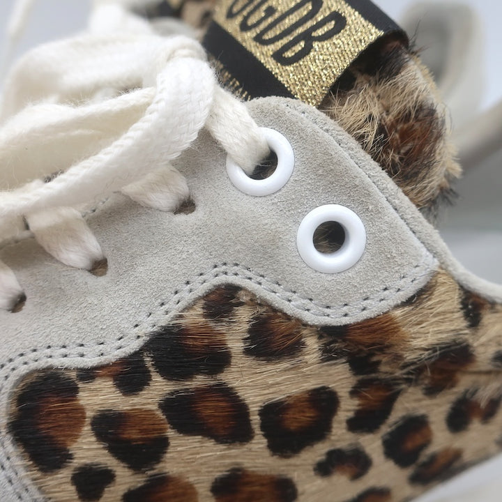 Golden Goose Starland Leopard Print Pony Hair Sneakers White Leather Size 37