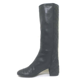 Chanel Quilted Leather Cap Toe Knee High Boots Black Size 39