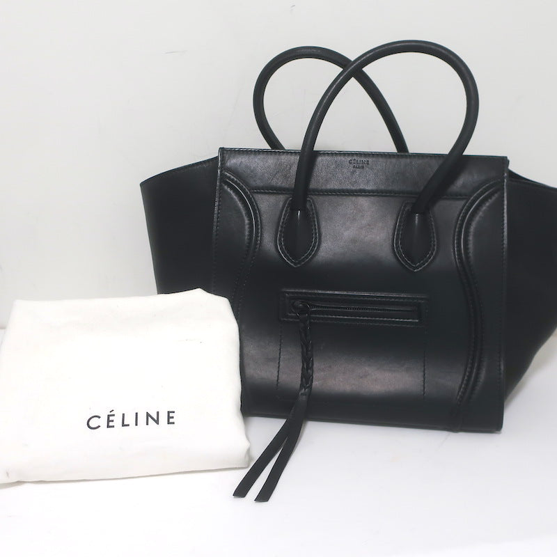 Celine Medium Phantom Luggage Tote Black Calfskin Leather
