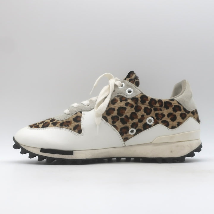 Golden Goose Starland Leopard Print Pony Hair Sneakers White Leather Size 37