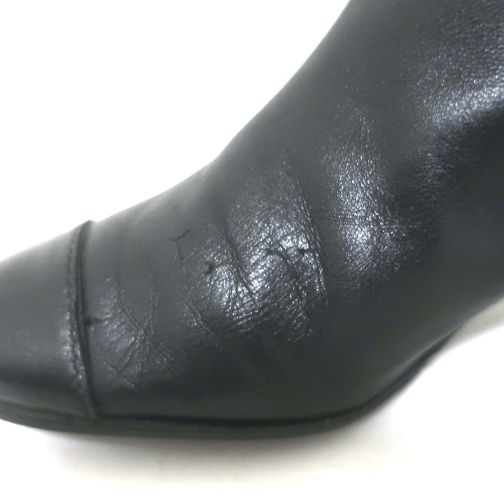 Chanel Quilted Leather Cap Toe Knee High Boots Black Size 39