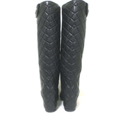 Chanel Quilted Leather Cap Toe Knee High Boots Black Size 39