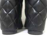 Chanel Quilted Leather Cap Toe Knee High Boots Black Size 39