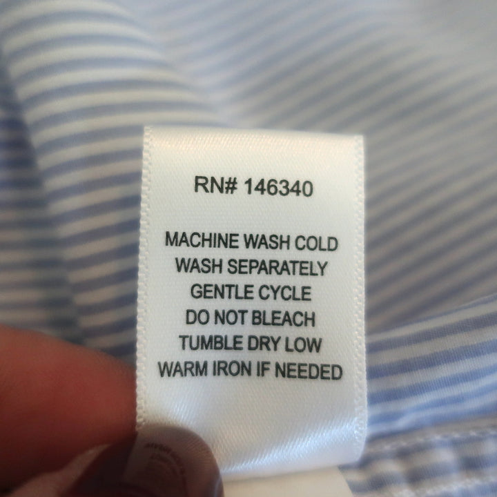 AMO Ruth Oversized Shirt Blue/White Striped Cotton Size Medium Long Sleeve Top