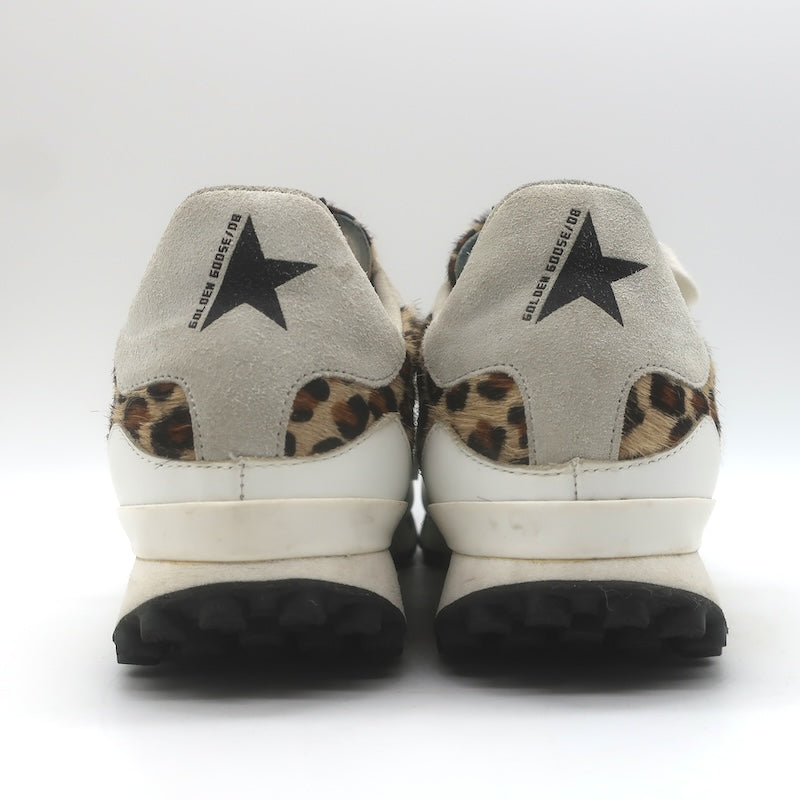 Golden Goose Starland Leopard Print Pony Hair Sneakers White Leather Size 37