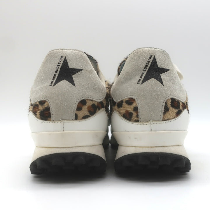 Golden Goose Starland Leopard Print Pony Hair Sneakers White Leather Size 37