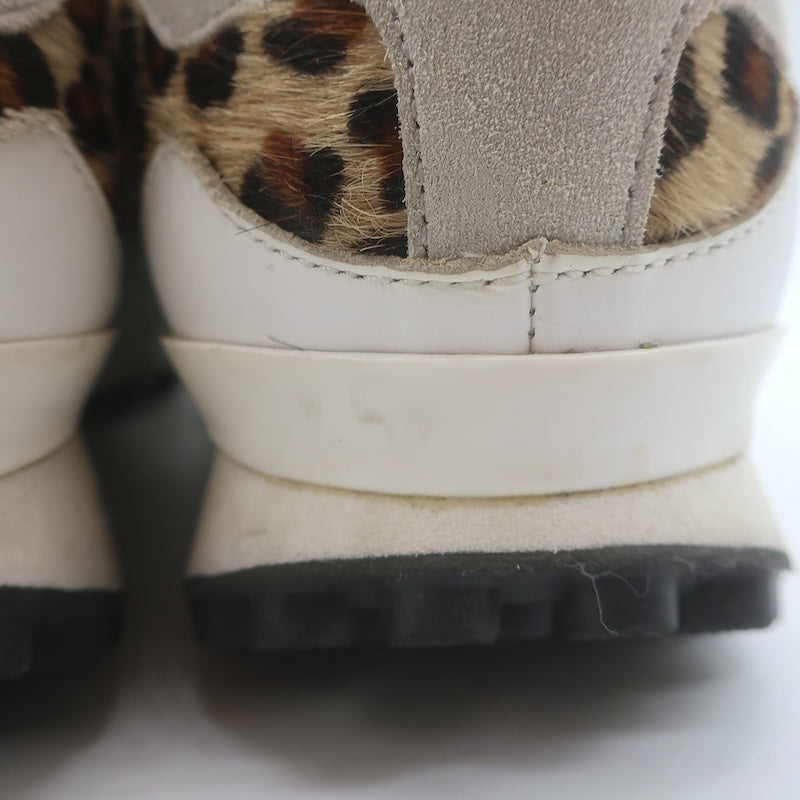 Golden Goose Starland Leopard Print Pony Hair Sneakers White Leather Size 37