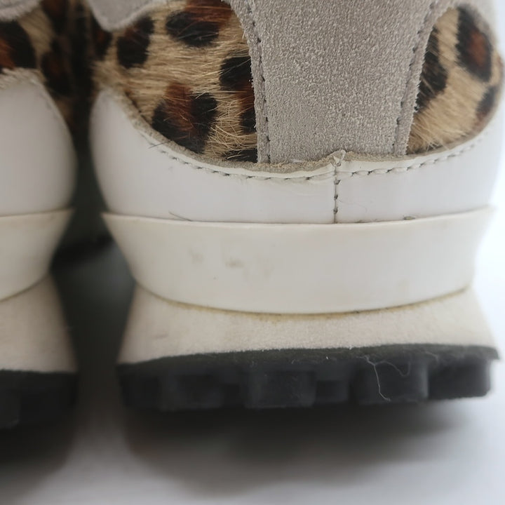 Golden Goose Starland Leopard Print Pony Hair Sneakers White Leather Size 37