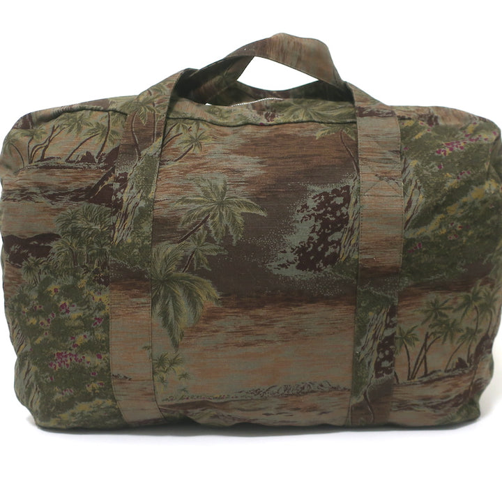 A.P.C. Tropical Print Canvas Duffle Bag Dark Green Extra Large Shoulder Bag