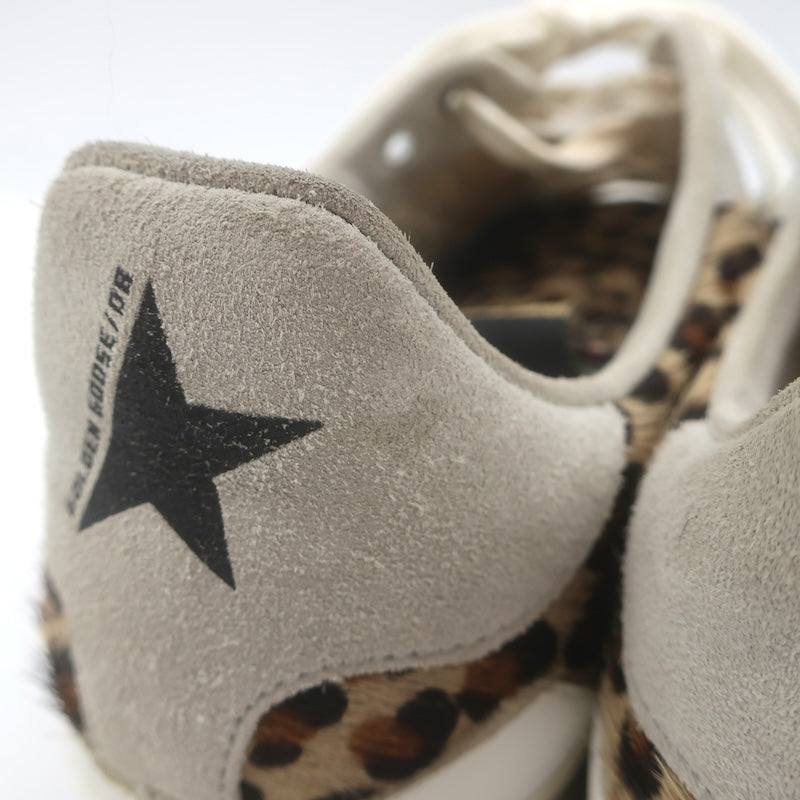 Golden Goose Starland Leopard Print Pony Hair Sneakers White Leather Size 37