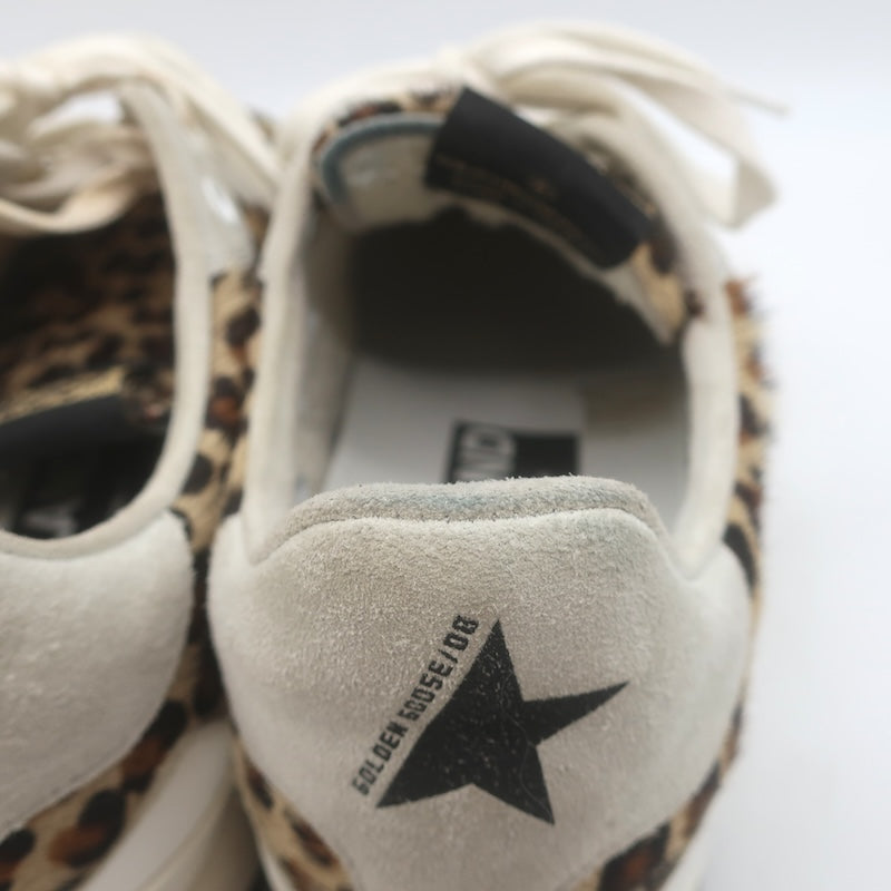 Golden Goose Starland Leopard Print Pony Hair Sneakers White Leather Size 37