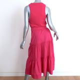 Veronica Beard Austyn Tiered Midi Dress Fuchsia Stretch Cotton Size Medium
