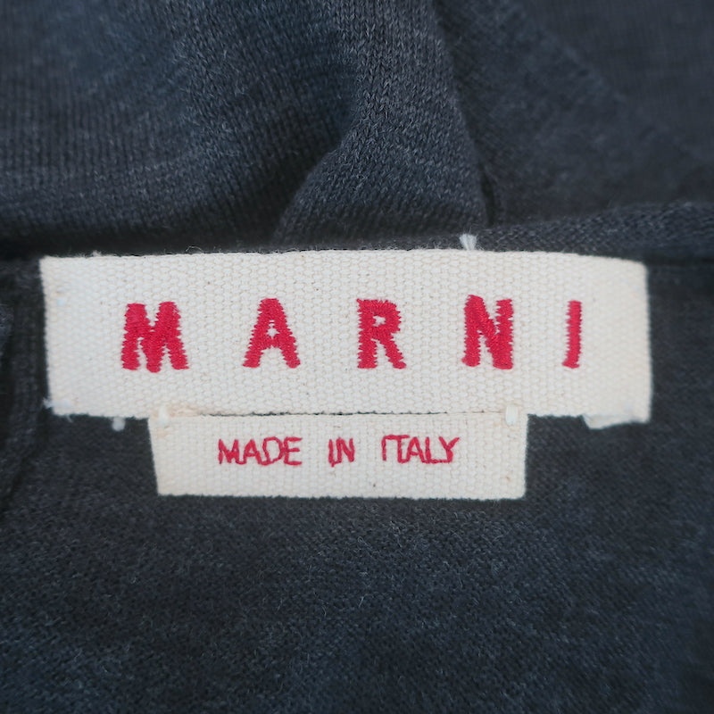 Marni Open-Sleeve Button-Back Sweater Charcoal Virgin Wool Size 46