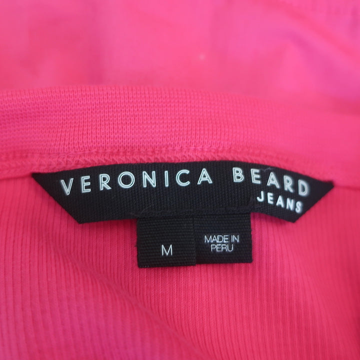 Veronica Beard Austyn Tiered Midi Dress Fuchsia Stretch Cotton Size Medium