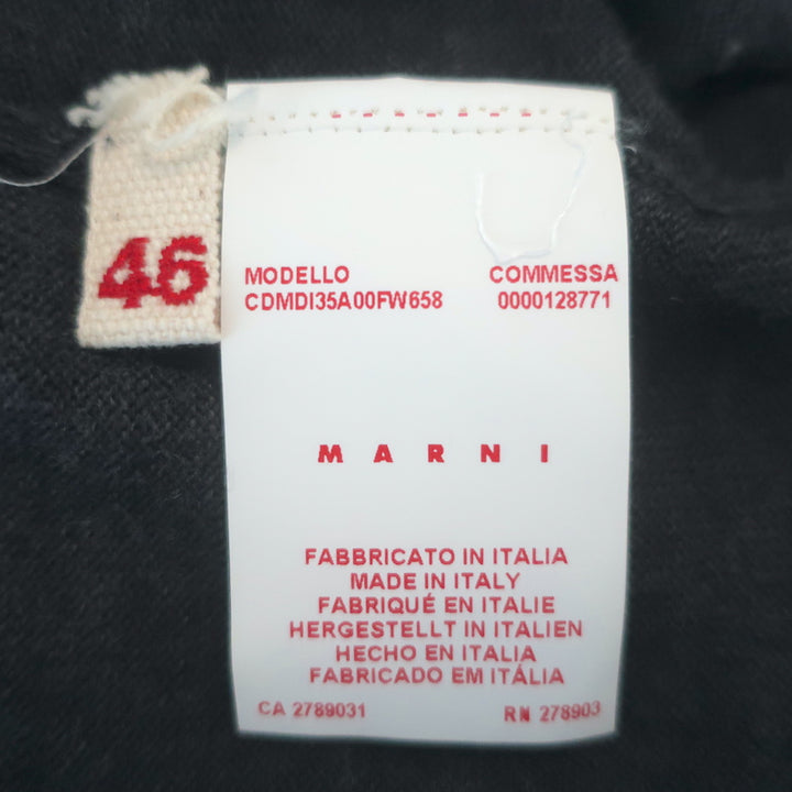 Marni Open-Sleeve Button-Back Sweater Charcoal Virgin Wool Size 46