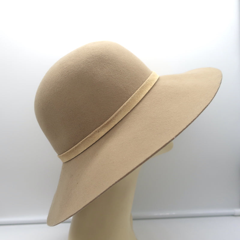 Rag &amp; Bone Wide Brim Hat Beige Wool Felt Size Medium