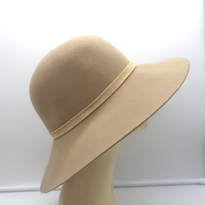 Rag &amp; Bone Wide Brim Hat Beige Wool Felt Size Medium