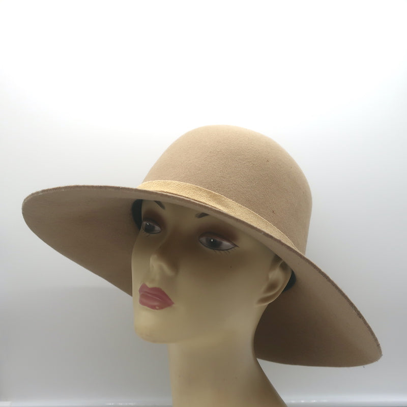 Rag &amp; Bone Wide Brim Hat Beige Wool Felt Size Medium