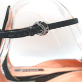 Rochas Rhinestone-Embellished Ankle Strap Bow Flats Black Satin Size 38.5