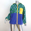 RHODE Hooded Windbreaker Jacket Green/Blue Floral Print Nylon Size Large