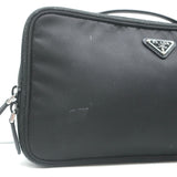Prada Toiletry Bag Black Nylon & Saffiano Leather Top Handle Travel Pouch